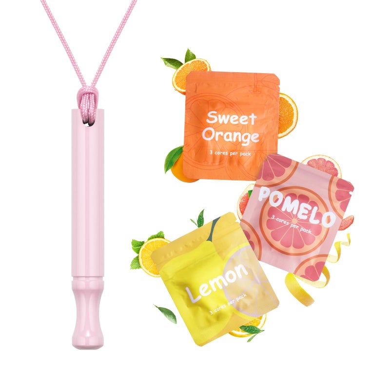 ASTOFLI Anxiety Breathing Necklace with Resistance: Pink Fruit Flavoured Air Metal Breathlace with Resistance Filter Natural Essential Oil Breath Breathing Necklace Stress Anxiety Relief Chain